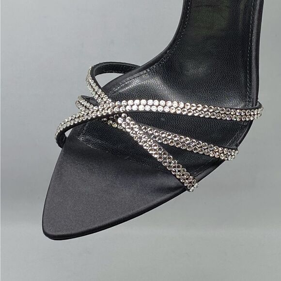 Saint Laurent Ava Sandals in Crepe Satin with Rhinestones size 40.5 - Picture 7 of 13